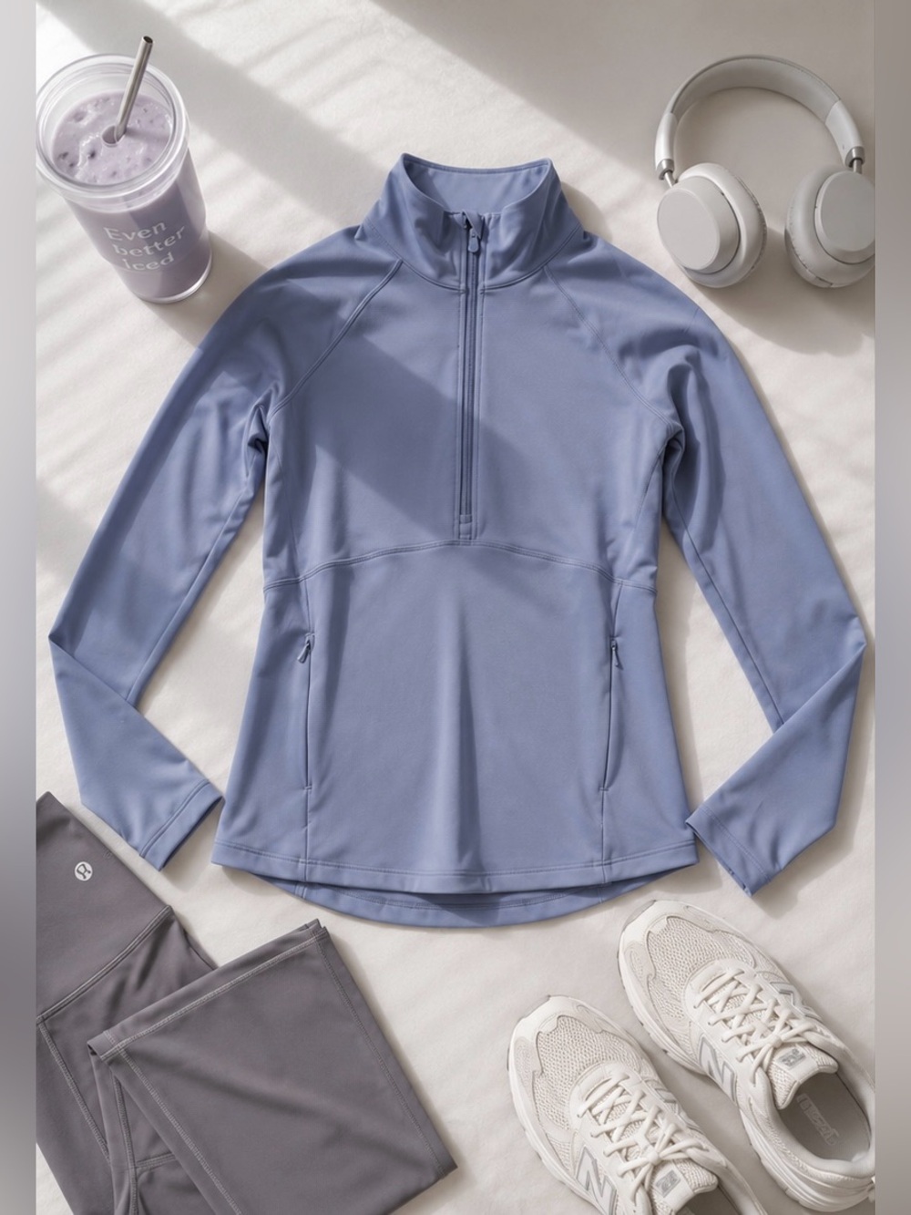 Tek Gear Light Blue Quarter Zip Activewear Pullover Size M